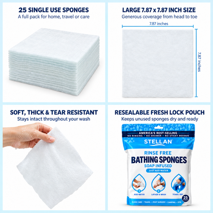 Rinse-Free Bathing Sponges